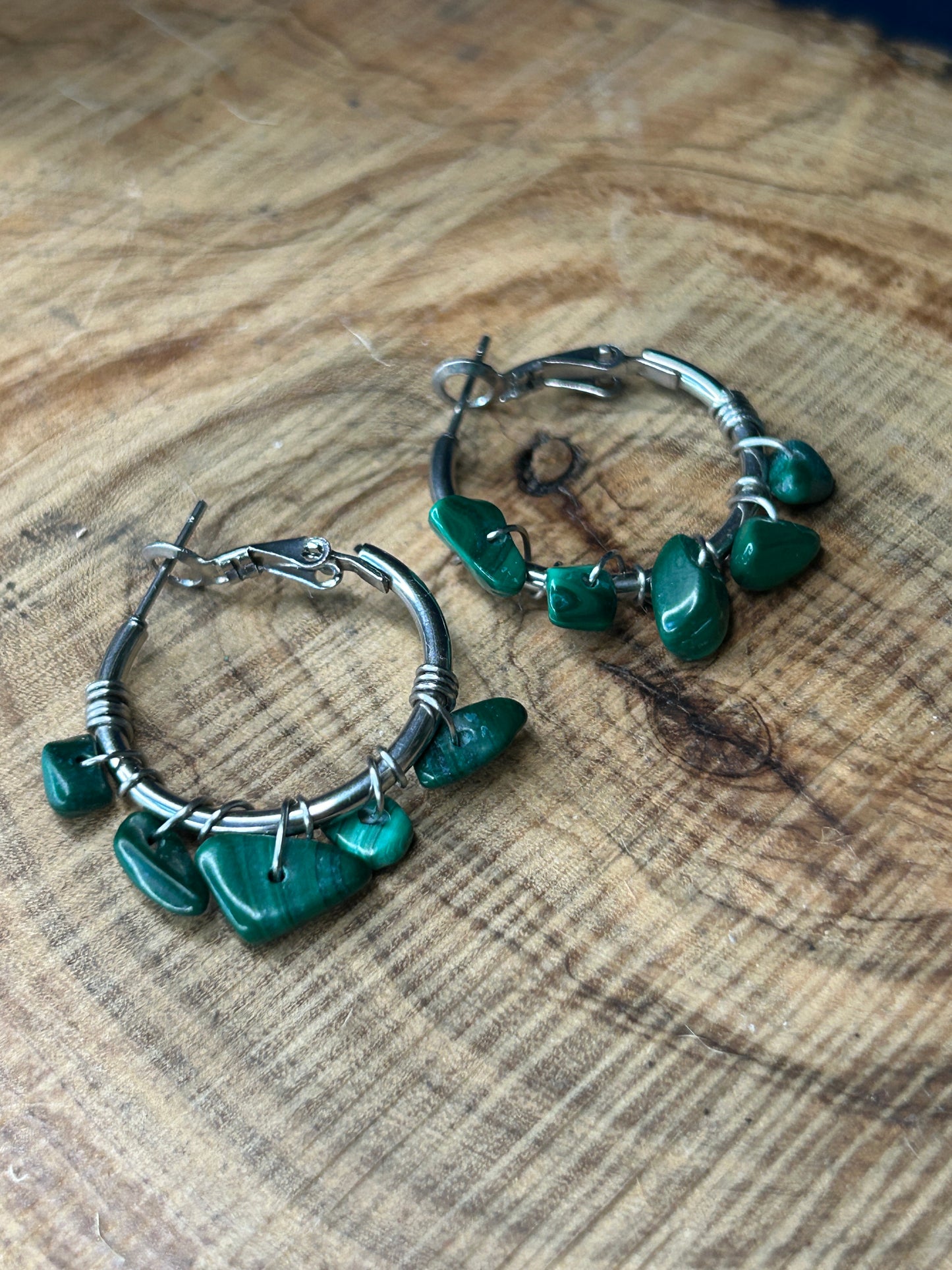 Orecchini chips Malachite