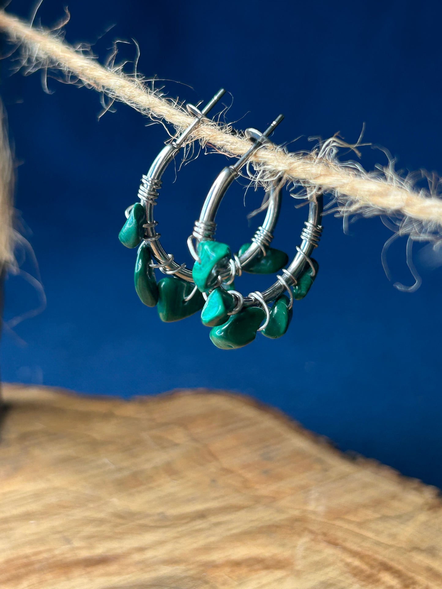 Orecchini chips Malachite