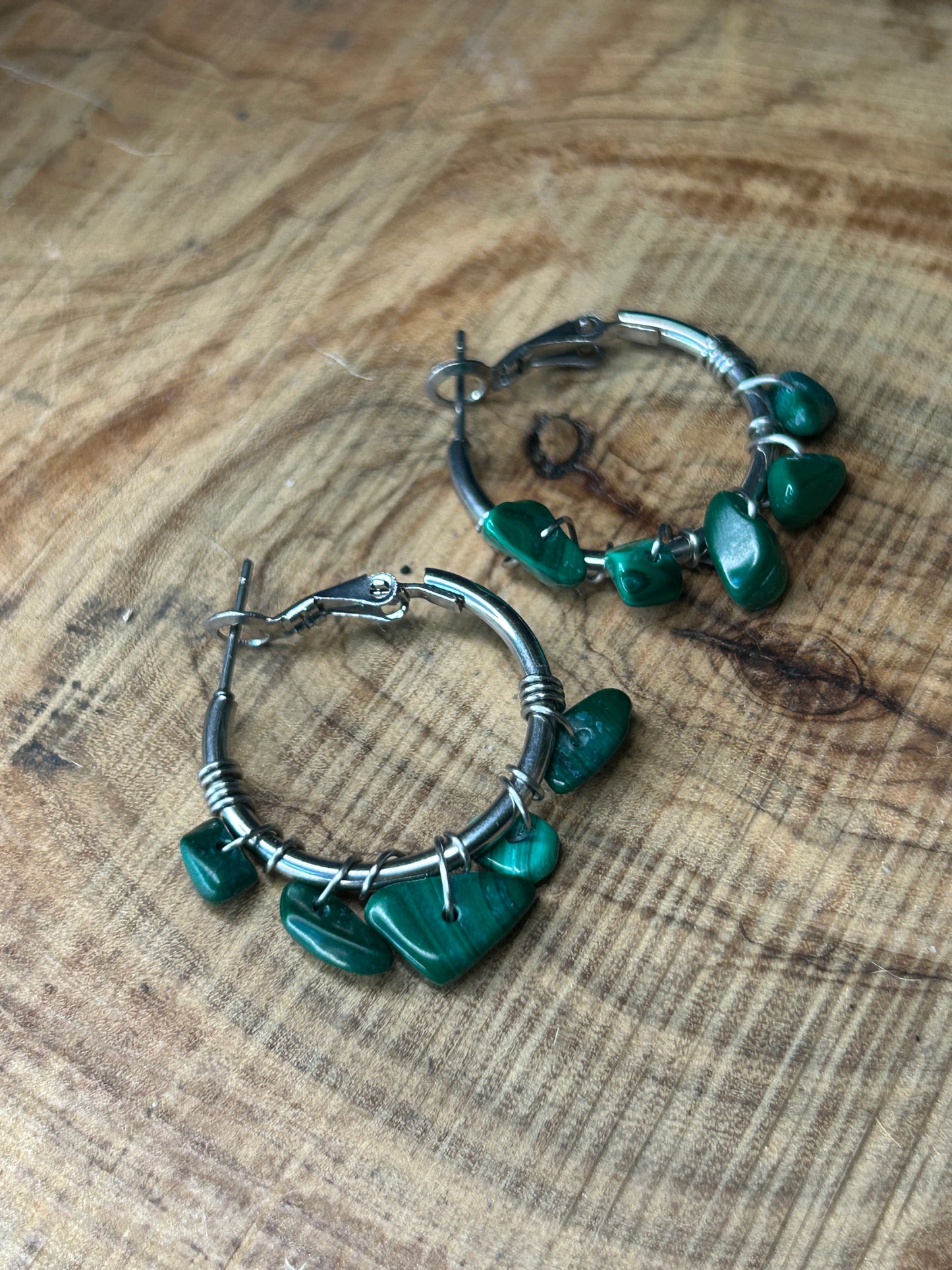 Orecchini chips Malachite
