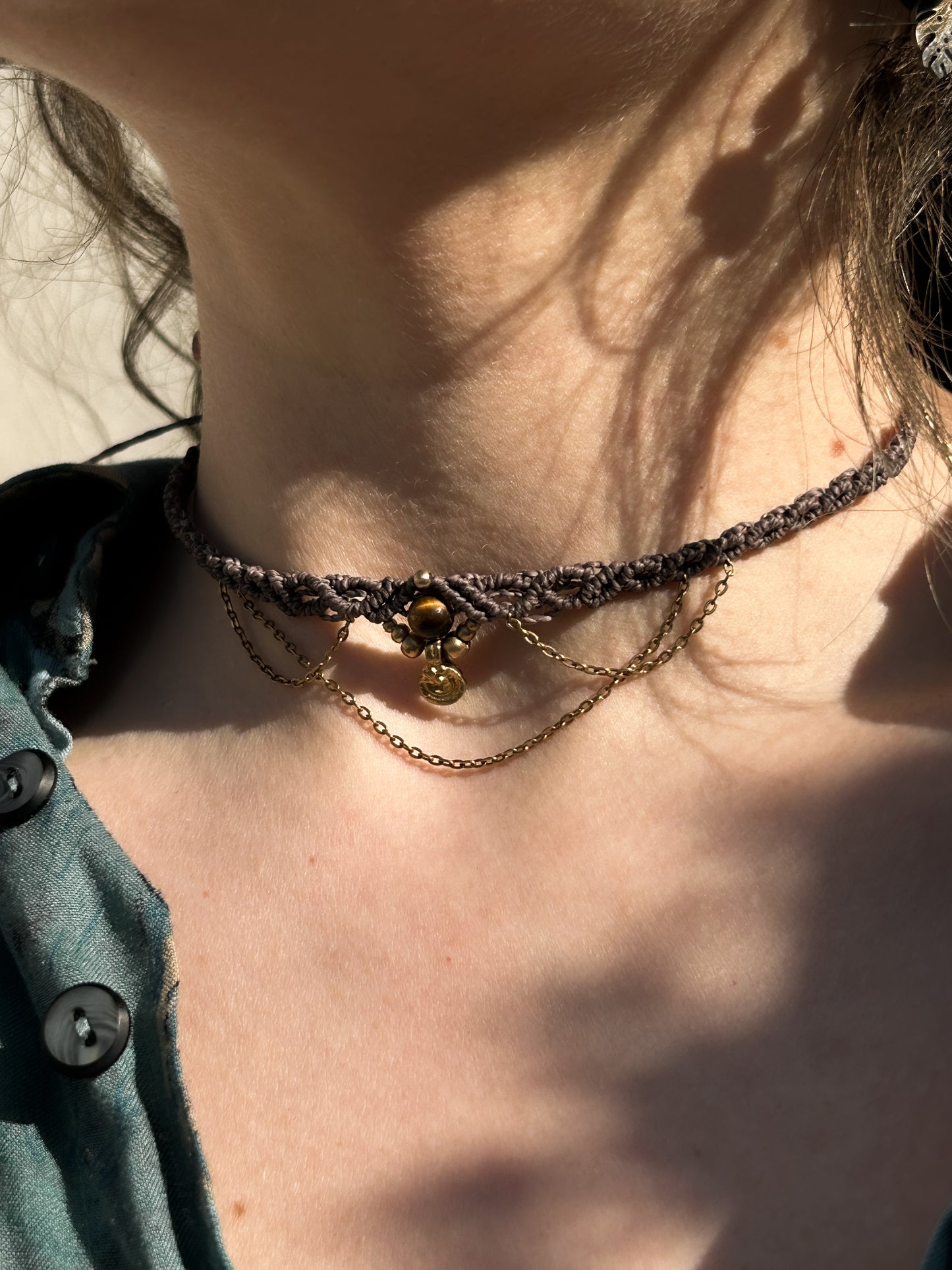 Choker AGUA con Occhio di Tigre
