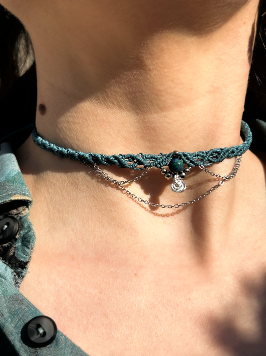 Choker AGUA con Lapis Crisocolla