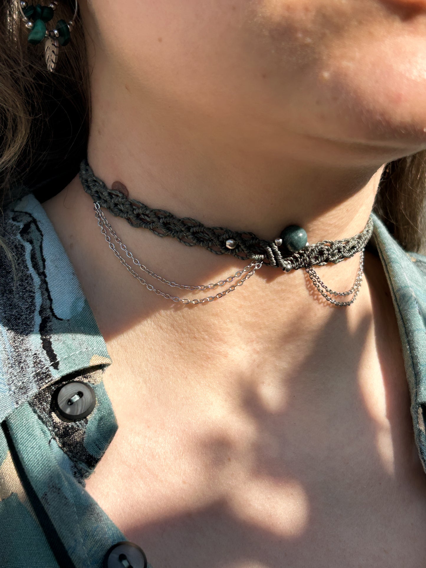 Choker TIERRA con Agata muschiata