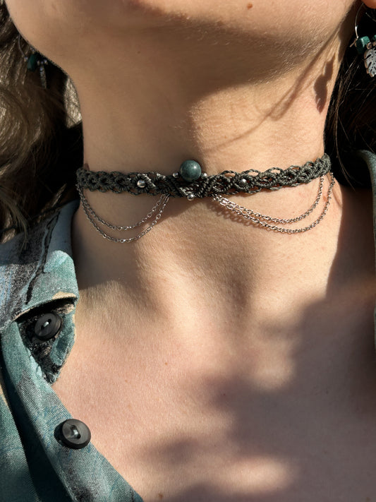 Choker TIERRA con Agata muschiata